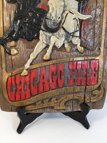 Vintage Chalk Plaster Hand Painted 1871 Chicago Fire Sign Wall Hanging Plaque - Picture 4 of 12