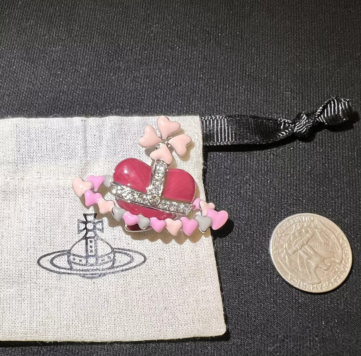 小物 Vivienne Westwood Rose stall RARE Vivienne Westwood Multi Pink Heart Saturn Brooch Pin