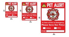 PET ALERT Window Vinyl Decal Fire Rescue to Save Dog Cat Bird - 3 Size Options