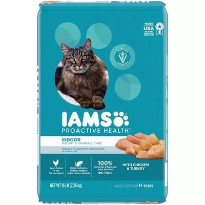 Proactive Health Indoor Weight & Hairball Care Adult Premium Dry Cat Food 16 Lbs