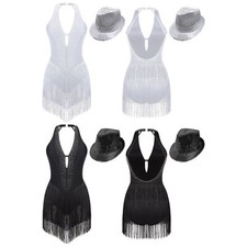 Womens Dance Dress Tango Bodysuit Club Wear Leotard Gymnastics Dancewear Halter