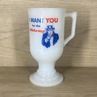 Vtg Milk Glass Army Recruitment Uncle Sam Mug Vtg I Want You USA Patriotic