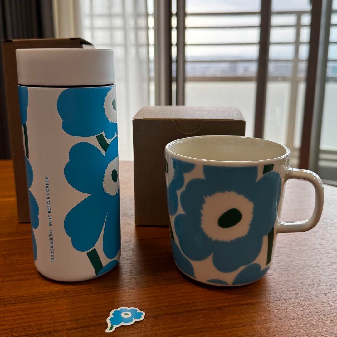 Marimekko Blue Bottle Coffee Mug & Tumbler Unikko Limited Edition