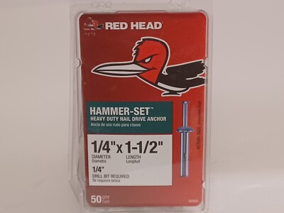 RED HEAD 35303 1/4-in x 1-1/2-in Hammer-Set Nail Drive Concrete Anchors 50-Pack