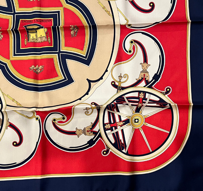 Authentic RARE! Hermes Washington's Carriage Vintage 90cm Silk Scarf image 4