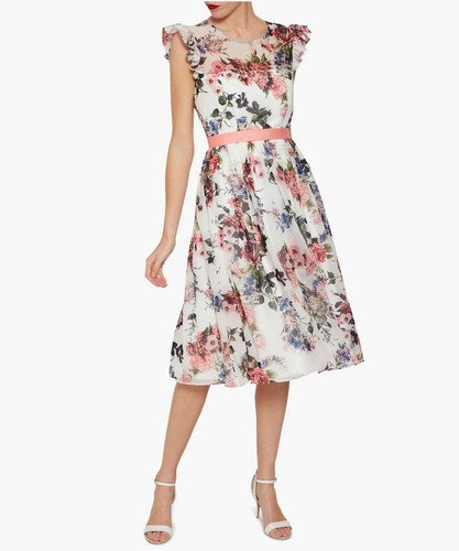 New Gina Bacconi Brinda Floral Chiffon 
