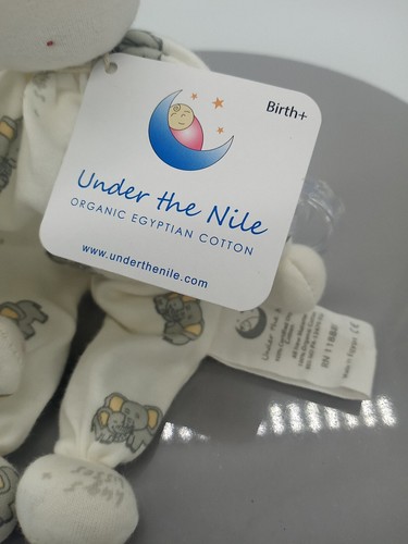 Under the Nile Stuffed Plush 8" Baby Buddy Rag Doll Lovey Soft Organic Elephant - Picture 4 of 5