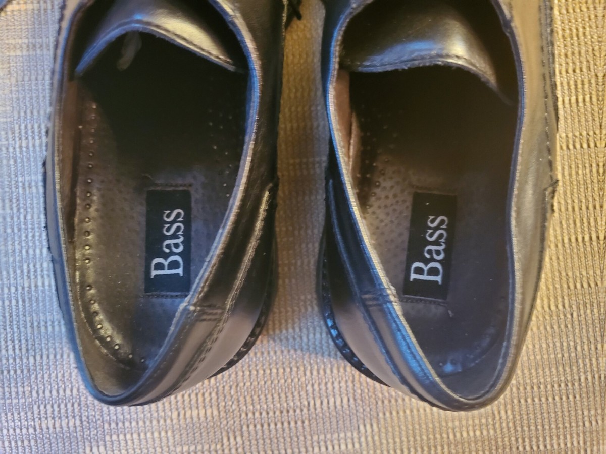 Chaussures Oxford Homme Bass En Cuir Noir - Fabriqué En Italie - Taille US 11.5 M - Neuf Sans Boîte