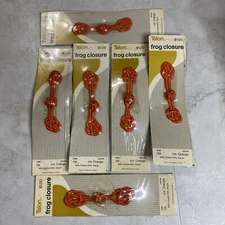 (6) Talon Frog Closures 709 470 Orange Sewing Notion Textron NOS New
