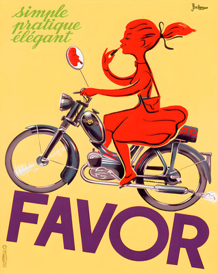 Retro Roller Werbung Favor Moped Werbung Bellehotre Kunst Poster -...