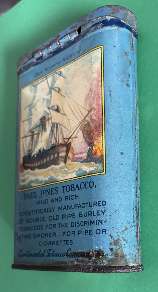 jones ferry tobacco Paul Jones Blue Clean Cut Rare Early Pocket Tin Continental Tobacco Company