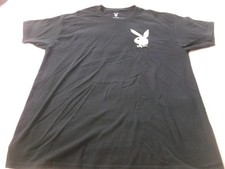 T-shirt bianca e nera grande Play Boy autentica con logo davanti e retro
