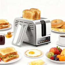 Toaster 2 Slice Smart Touch Screen Toasters W/ 6 Browning Levels Timer