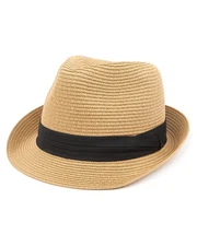 Large Size Fedora Straw Sun Hats with Short Brim,Roll Up Summer Cuban Trilby ...