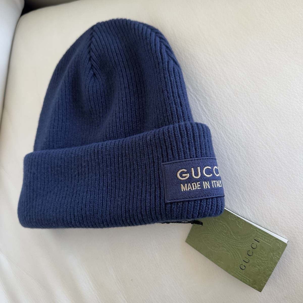 グッチ　GUCCI　未使用　ニット帽(ブルー/GG/コットン×ウール) グッチ GUCCI 未使用 ニット帽(ブルー/GG/コットン×ウール