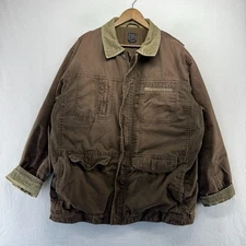 Vintage Saks Fifth Avenue Barn Coat Men's XL Brown Corduroy Collar Chore Zip y2k