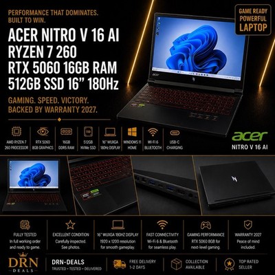 Acer Nitro V 16 AI Ryzen 7 260 RTX 5060 16GB 512GB 180Hz Garantie 2027 MwSt
