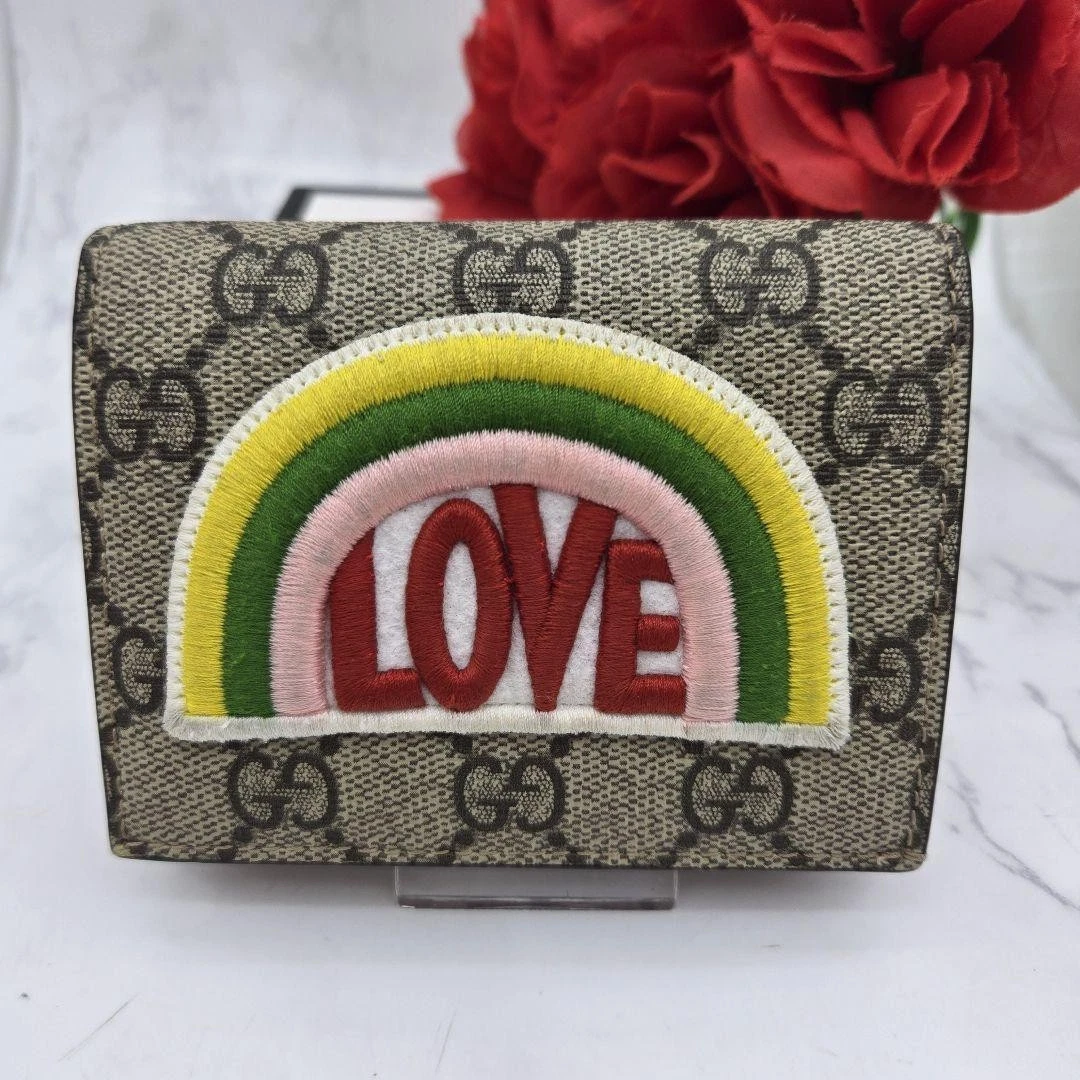 Portefeuille GUCCI cuir beige rouge GG Supreme du Japon