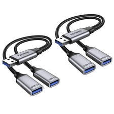 2 Pack USB 1 to 2 Splitter, USB 3.0 A Male to 2 USB Female Jack Y Splitter Hu...
