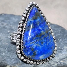 925 Silver Plated Lapis Lazuli Ring US 7 Christmas Special Offer GW