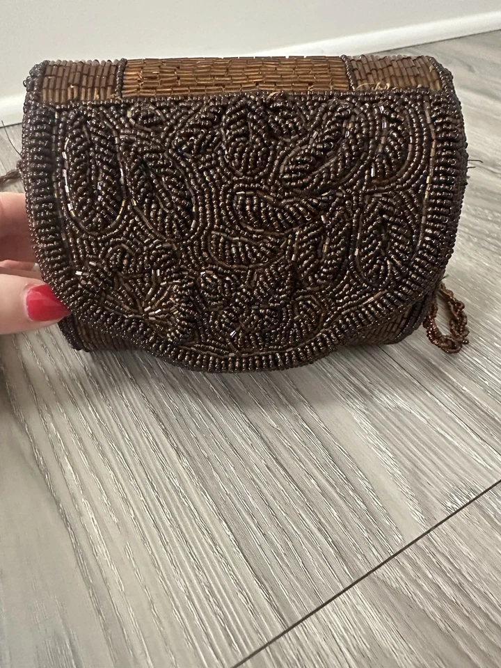 Copper-Tone Beaded Crossbody Bag by SASHA, small, Excellent Condition - Image 3 of 4