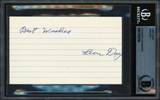 Leon Day Signed 3x5 Index Card Negro Leagues 