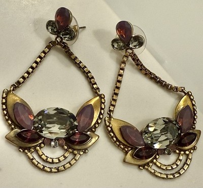 Silpada Orchid Ambience Earrings w/ Purple Swarovski Crystals Chandelier A123