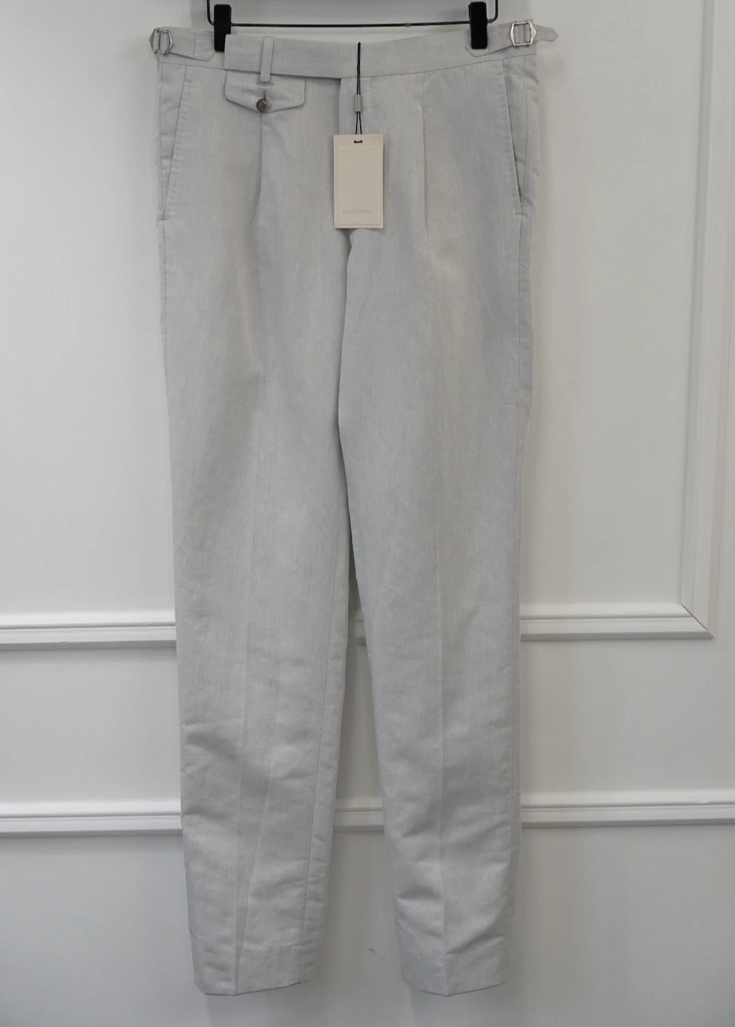 Men Suitsupply Trousers Brentwood Linen & Cotton Grey Size EU46 UK/US36