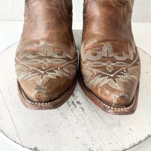 Lane LEXINGTON Womens Cowboy Bootie 11 Brown Western Cowgirl Short Ankle Boots - Picture 9 of 14