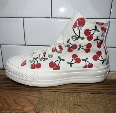 Cherries Converse Chuck Taylor All Star Lift Platform Women's Sneakers Size 7.5
