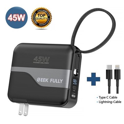 For Cell Phone Power Bank 15000mAh 45W Charging Portable External Battery Backup