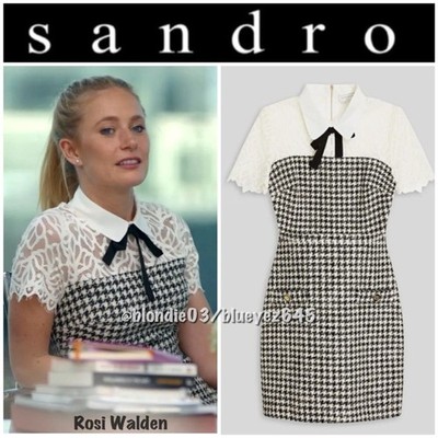 Sandro  Rozeana  lace panel houndstooth dress FR36/US4