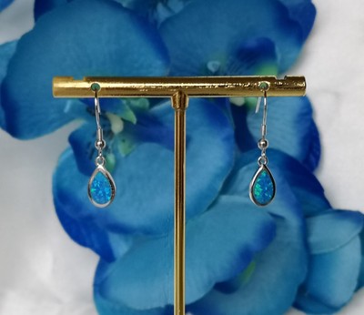 Opal Ohrstecker Blau 925 Silber Damen Schmuck