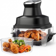 Image of 4.5+4.5L Portable Glass Air Fryer 4 Functions 2x Removable Glass Containers&Lids