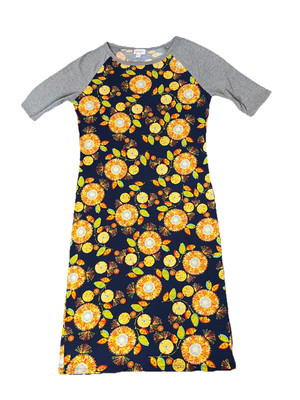Lularoe Julia Dress Pencil Raglan Sleeves Dark Floral Women s Size S Casual