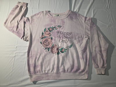 Wound Up Happy Vibes Only Long Sleeve Womens Shirt Size L(11/13)