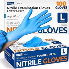 Supmedic Medical Soft Max  Nitrile Exam Gloves, 100 Count Latex-Free Powder-Free