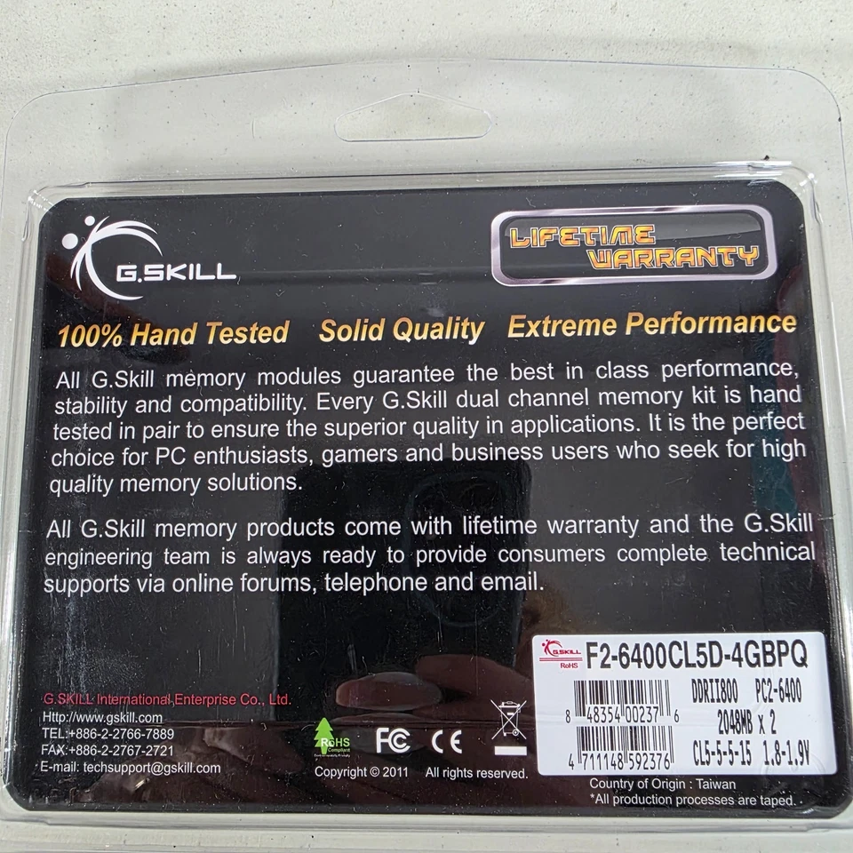 GSkill Dual Channel Desktop Memory Extreme Performance F2-6400CL5D-4GBPQ Kit New - Image 4 of 4