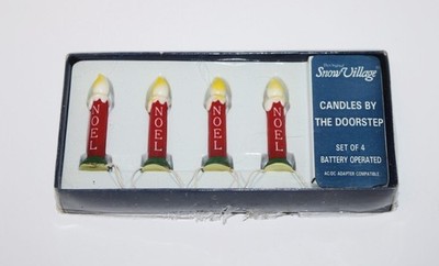 Dept 56 Snow Village Noel Christmas Candles By The Doorstep Set of 4 Light Up