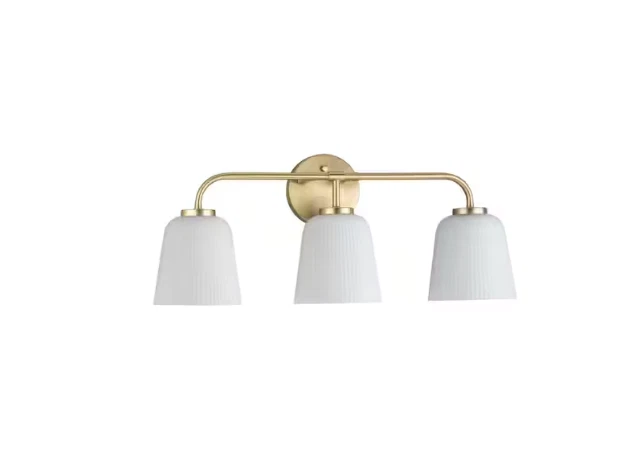 Progress Lighting Bredela 23 in. 3-Light Brushed Gold Farmhouse Vanity Light - Image 3 of 4