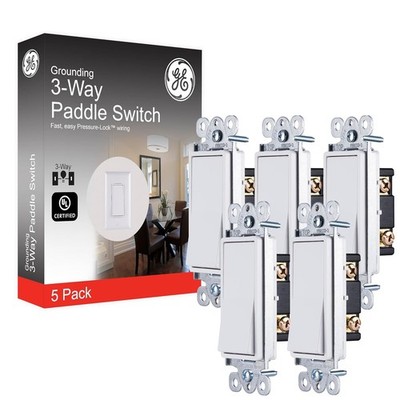 GE Grounding Paddle Rocker Switch 5 Pack, 3 Way Perfect for Ceiling Fans (44026)