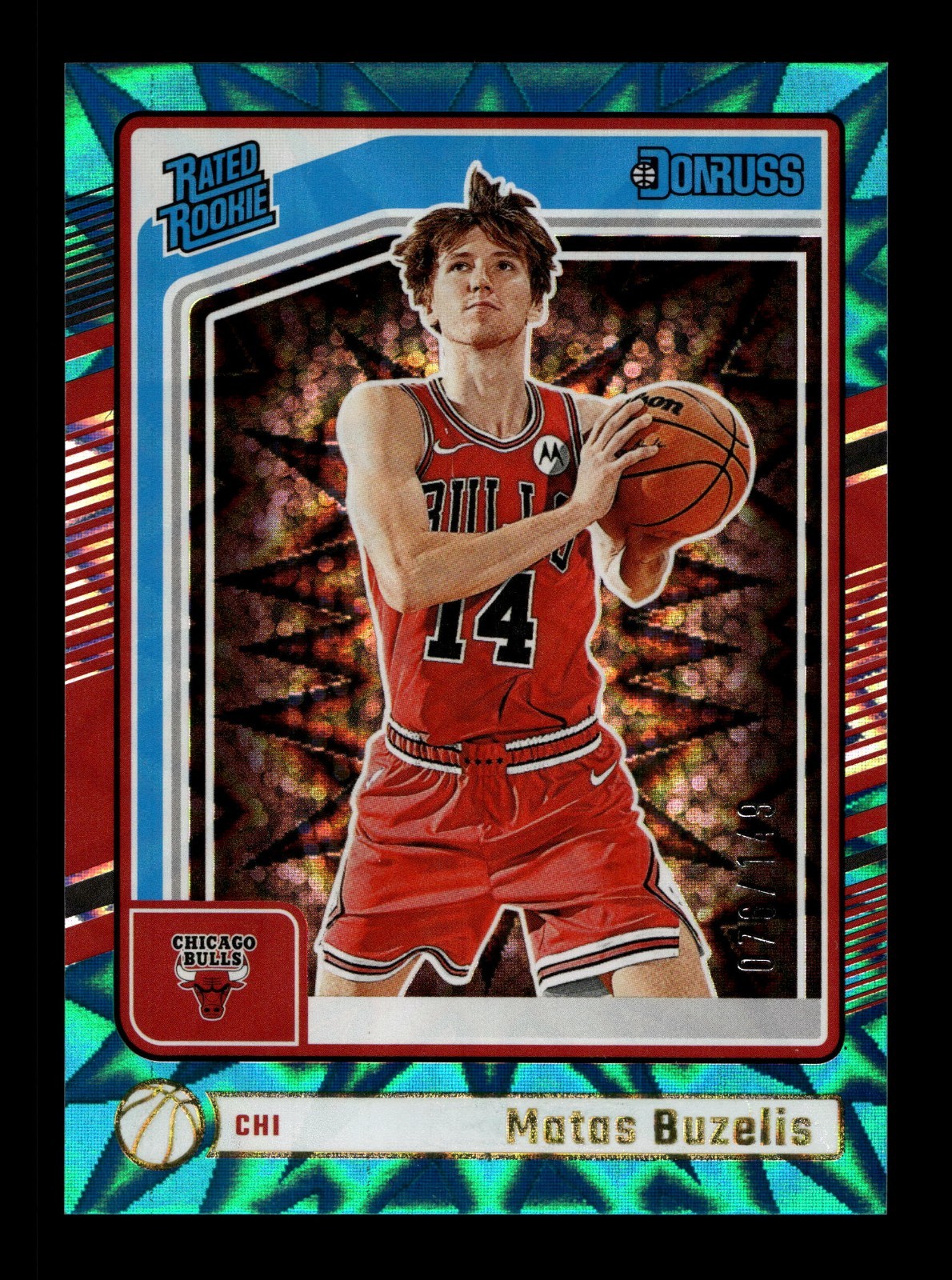 2024-25 Donruss Teal Explosion #240 Matas Buzelis RC Rookie 76/149 BULLS