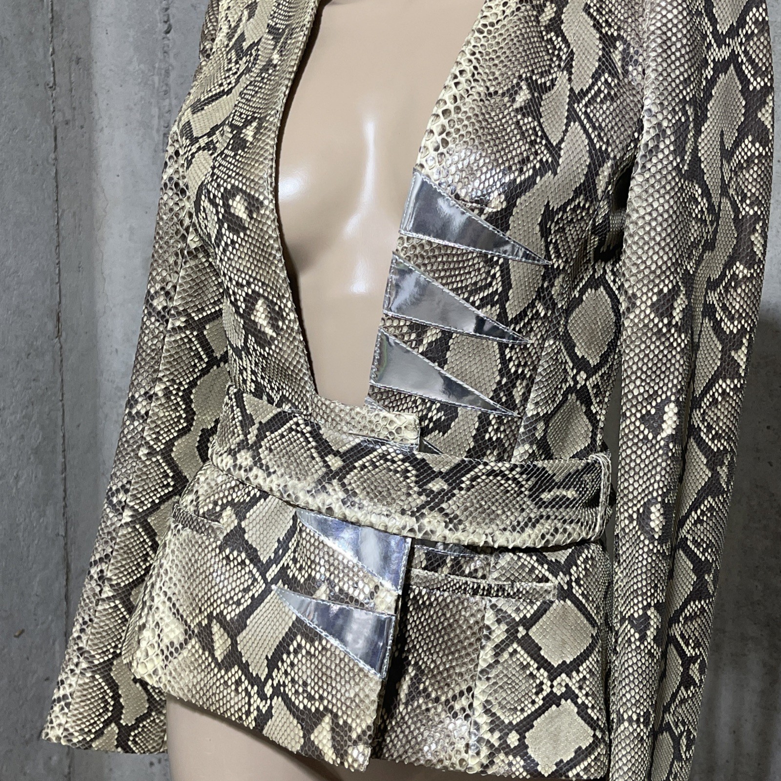Altuzarra SnakeSkin Leather Python Jacket Silver … - image 5