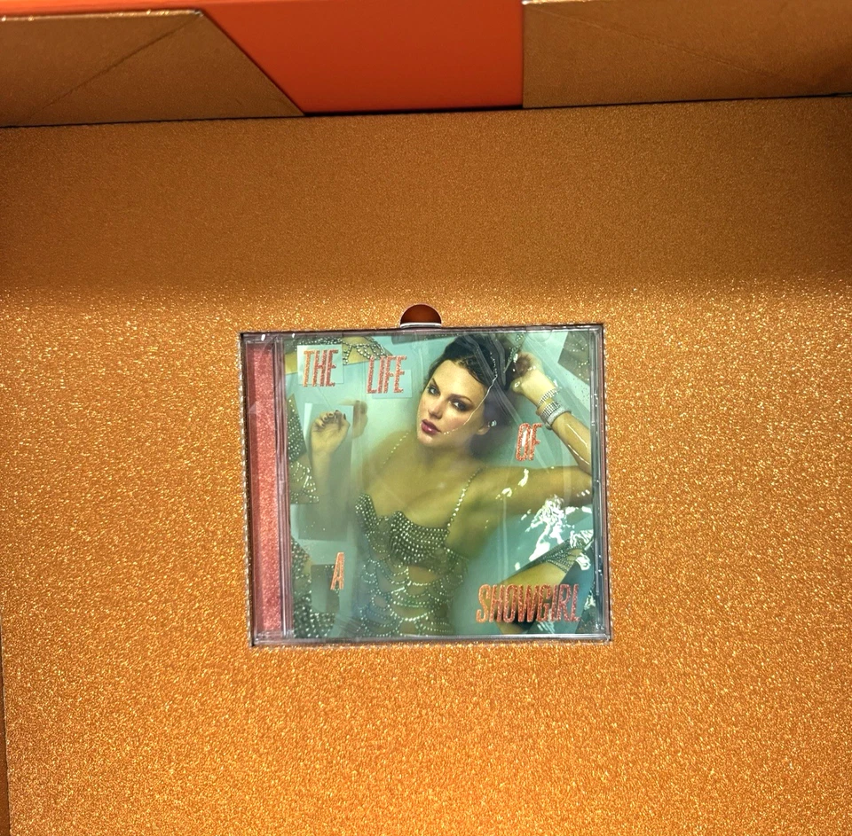 Taylor Swift The Life Of A Showgirl Orange Glitter Box & New Sealed CD - Image 3 of 4