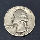Washington Silver Quarter US 25C - 90% Silver 1951