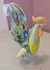 Art Glass Rooster Cockerel Chicken MCM Murano Style Colorful 11" Tall Handblown