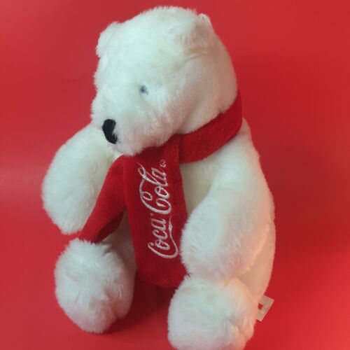 Coca Cola Co. Eisbär mit rotem Schal 8 Zoll Stofftier Plüsch Sammlerstück - Bild 2 von 14