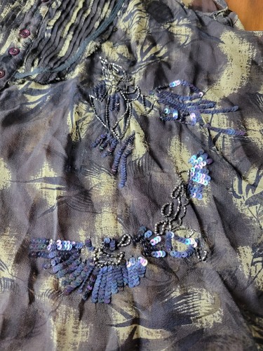 ALL SAINTS Adesina Dress 100% Silk Sheer Sequin Victorian Steampunk Size UK8 - Picture 13 of 19