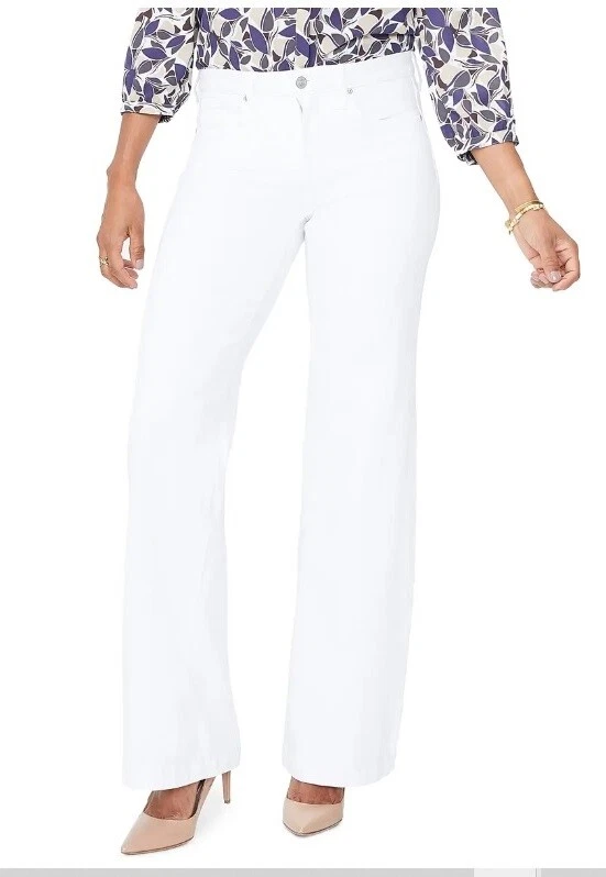 NWT NYDJ Wide Leg Trouser Pants White Cotton Blend -  10, 12 & 16