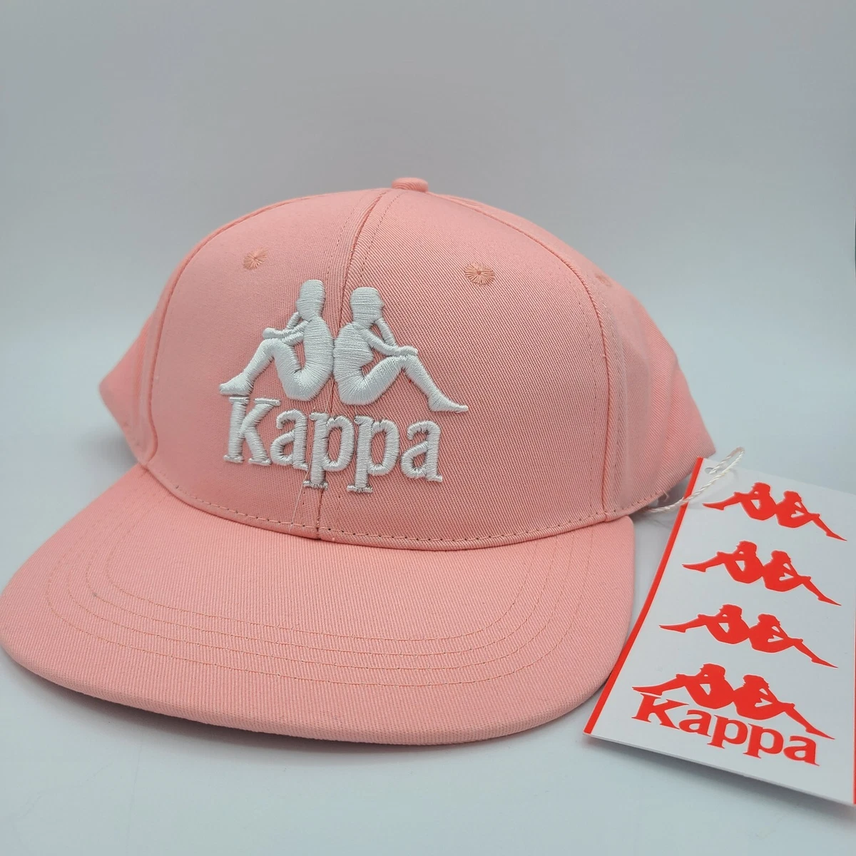 Kappa Hat Snapback Baseball Cap Pink Peach Classic Large Stitched White Logo